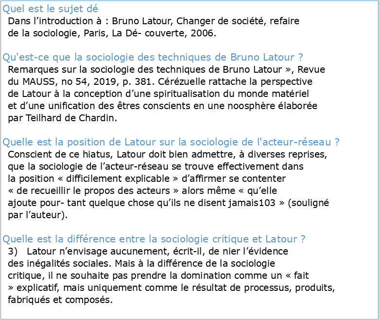 Bruno Latour et la sociologie de l'acteur-réseau