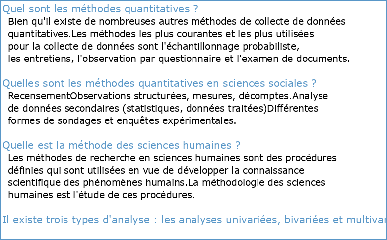 Méthodes quantitatives pour sciences humaines