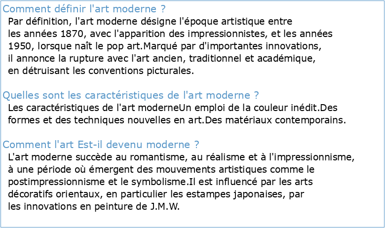 Histoire De L Art L Art Moderne 2