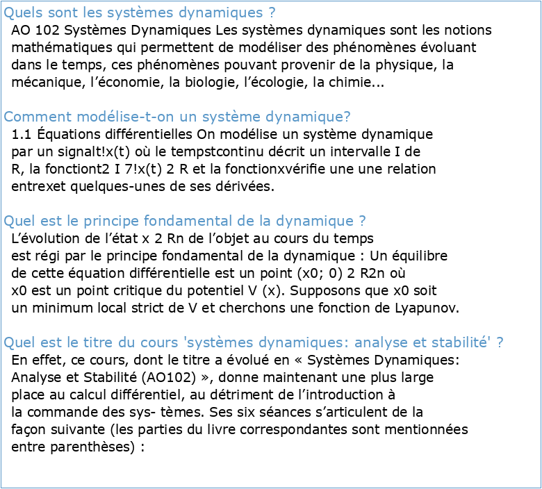 Chapitre 2 : Systèmes dynamiques dans R²