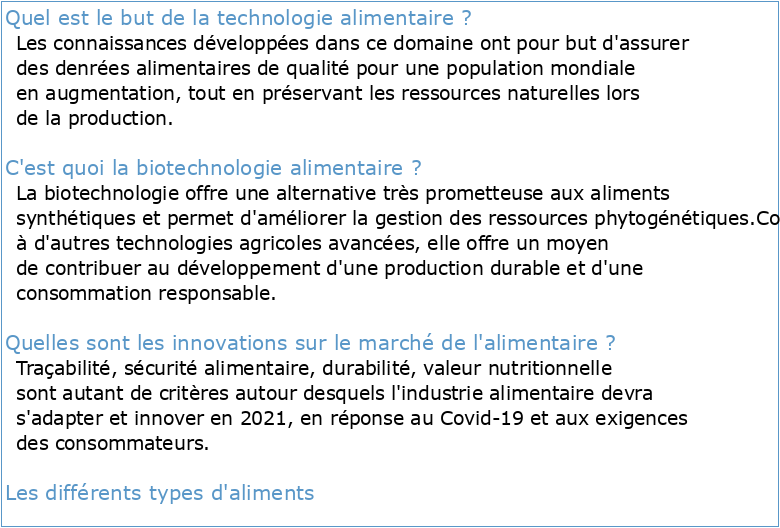 Technologie alimentaire