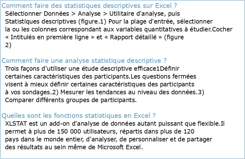 Statistiques descriptives avec Excel