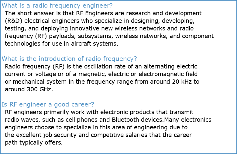 An Introduction to Radio Frequency Engineering