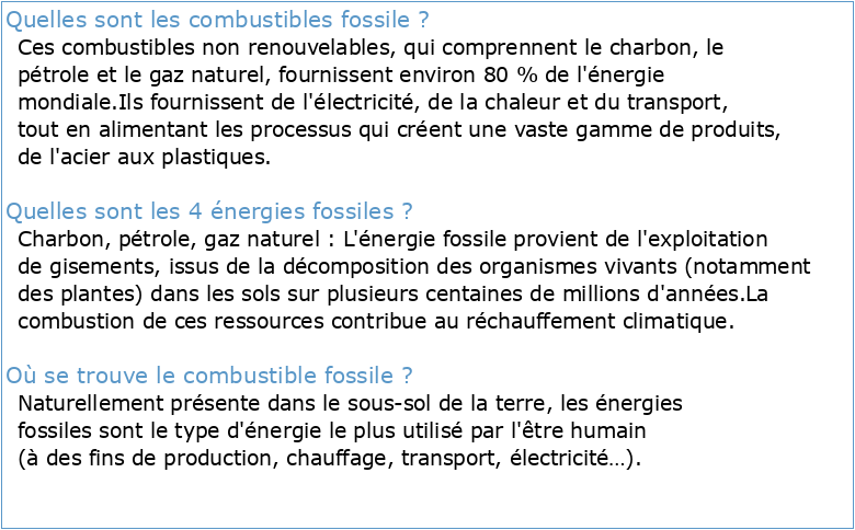 LES COMBUSTIBLES FOSSILES