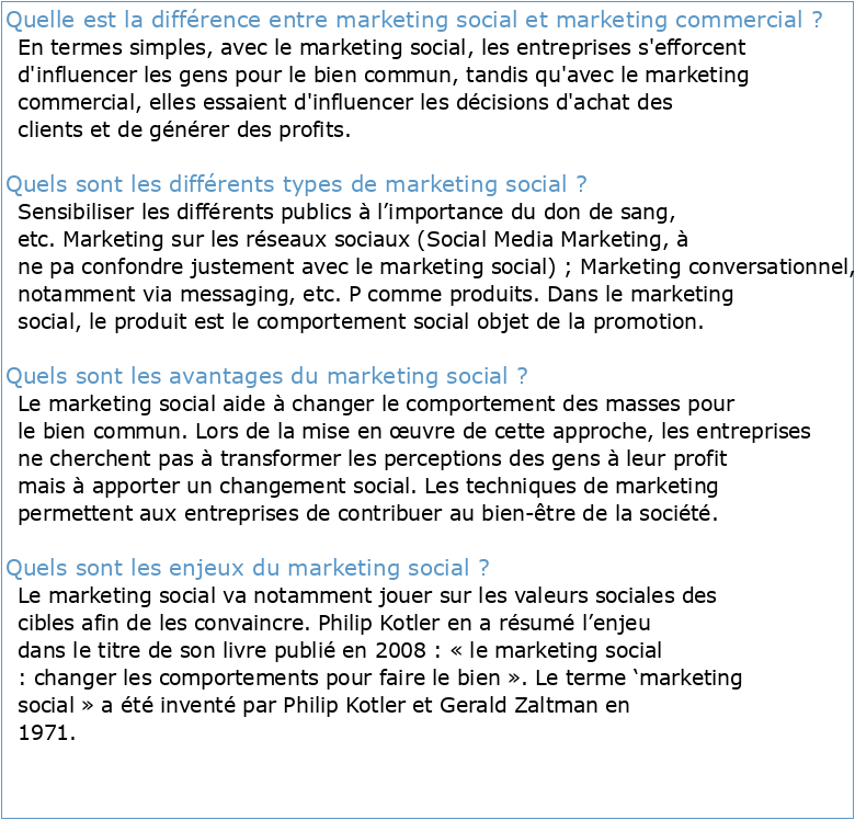 Le marketing social et le marketing commercial simplifiés ou