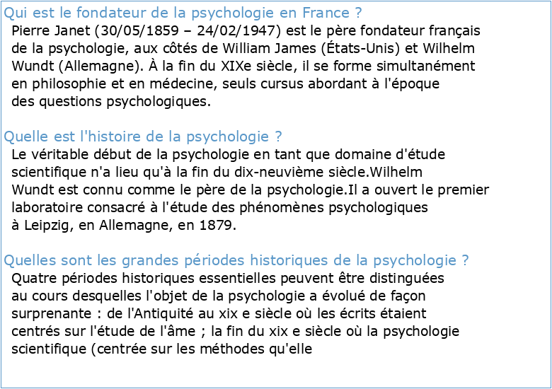 HISTOIRE DE LA PSYCHOLOGIE EN FRANCE