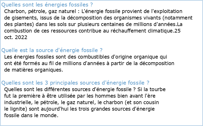 Dossier « Les énergies fossiles »