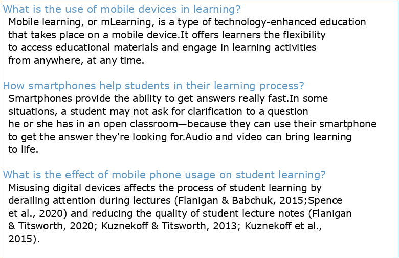 MOBILE DEVICE USE IN STUDENT LEARNING PROCESS