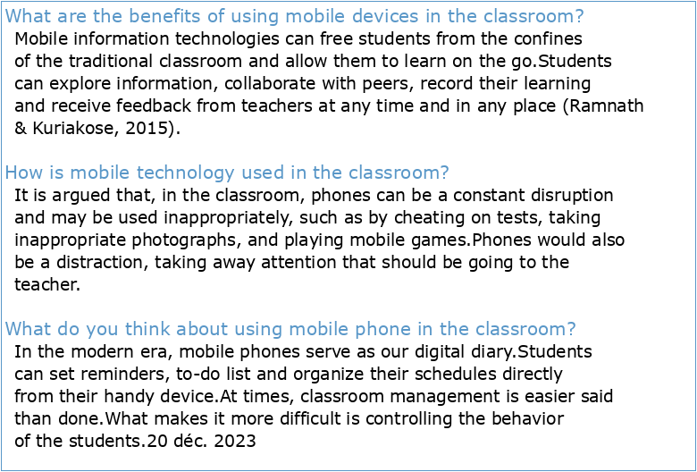 Using Mobile Devices in the Classroom