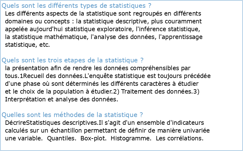 STATISTIQUES 1 Généralités