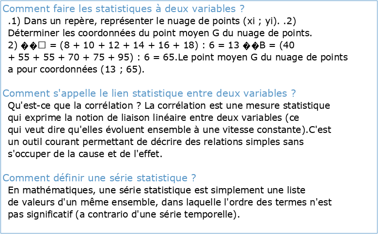 Séries statistiques à deux variables