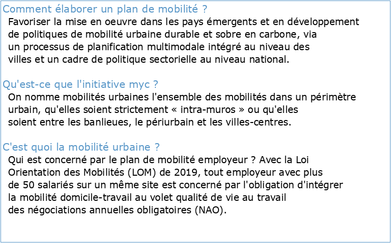 Plan de mobilité urbaine durable Guide méthodologique