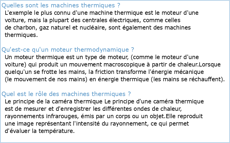 Thermodynamique Machines thermiques