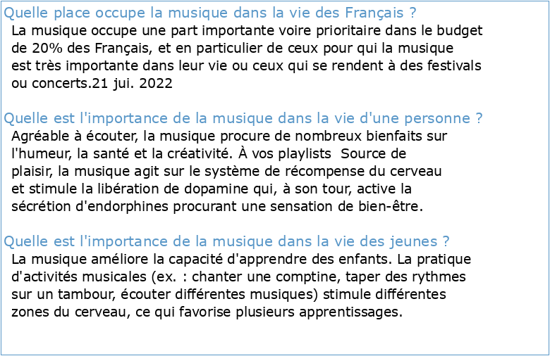 ÉTUDE La musique dans la vie des Français
