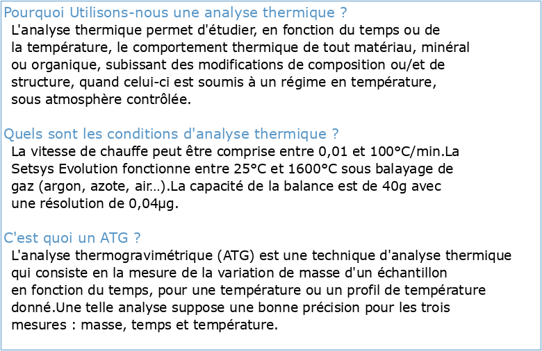 Analyses Thermiques en Science des Matériaux