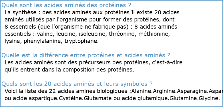 TD N°3: Les acides aminés et les protéines