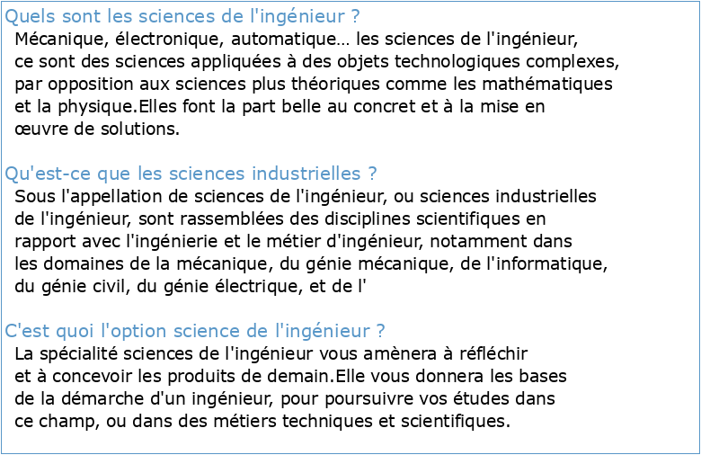 Sciences industrielles pour l'ingenieur