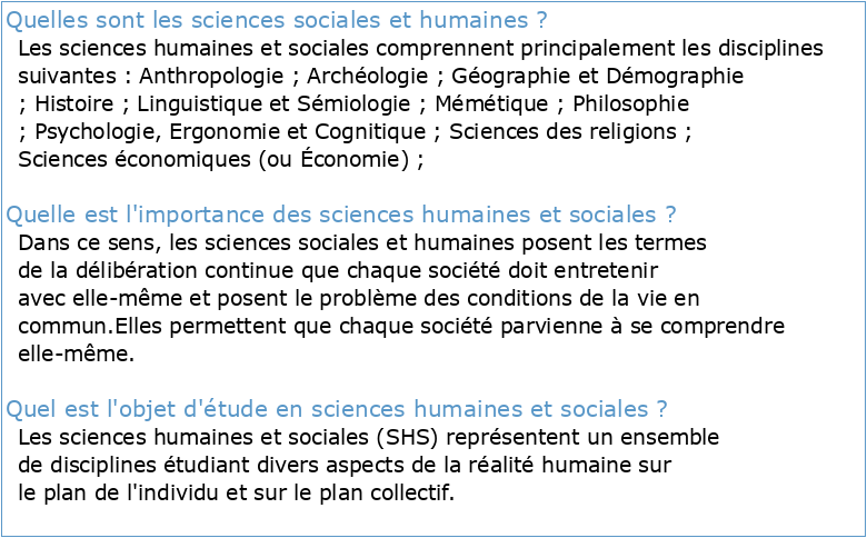 Introduction aux sciences humaines et sociales