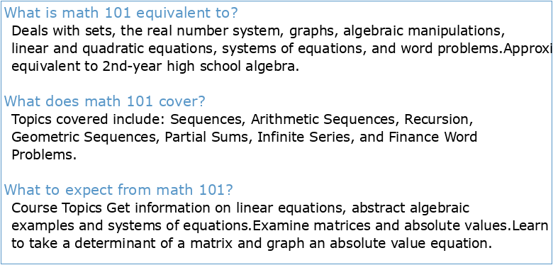 MATH 101: Foundations of Mathematics for the Liberal Arts Fall
