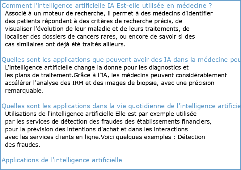 Applications médicales de l'intelligence artificielle