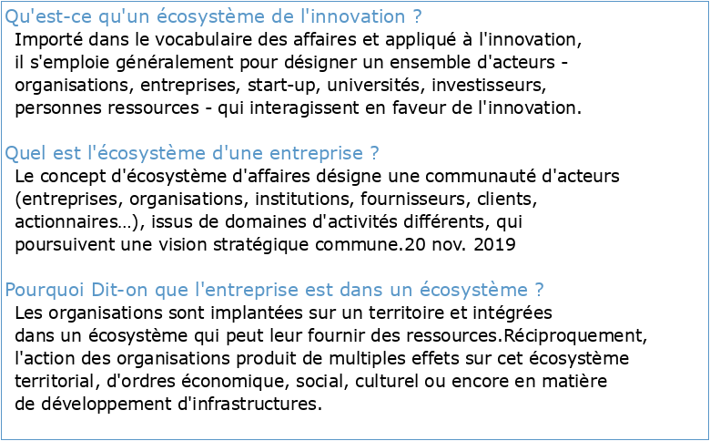 L'écosystème d'une firme : une stratégie de gestion de l'innovation