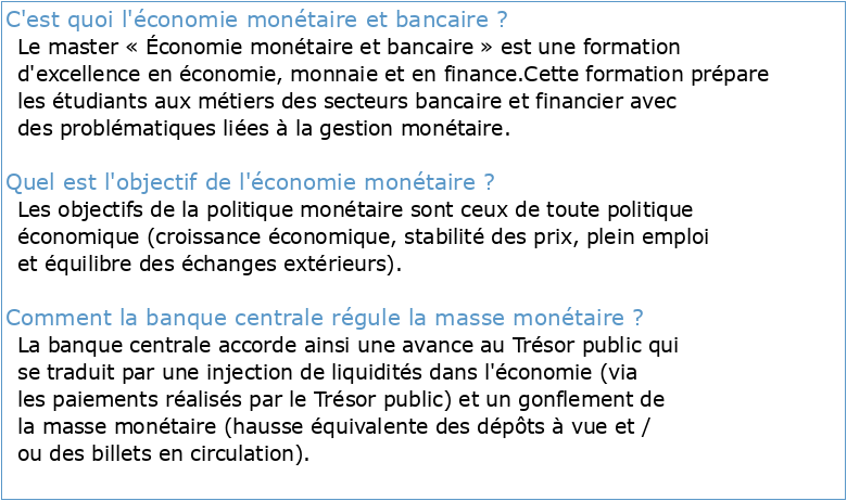 Corrige Economie monetaire et bancaire