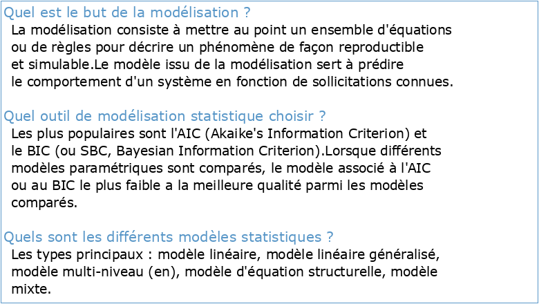 Introduction à la modélisation statistique La modélisation