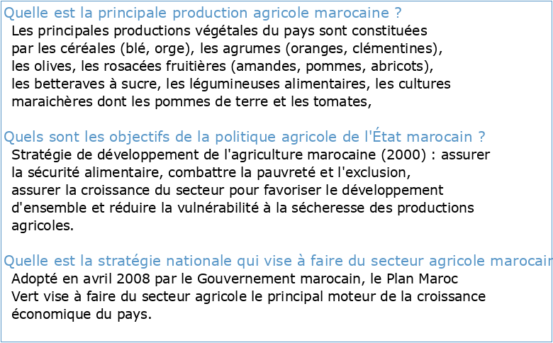 les grands principes et avancées de la stratégie agricole marocaine