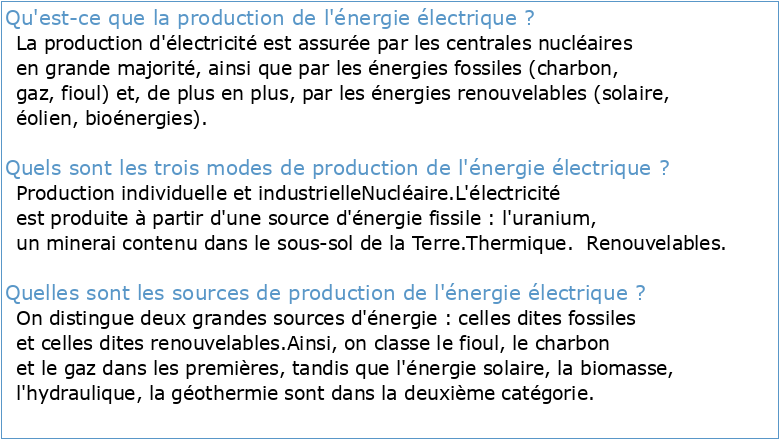 CHAPITRE 9 : La production industrielle de l'énergie électrique