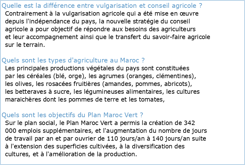 Le Conseil Agricole au Maroc: Guide Méthodologique