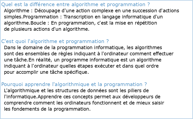 Algorithme et Programmation