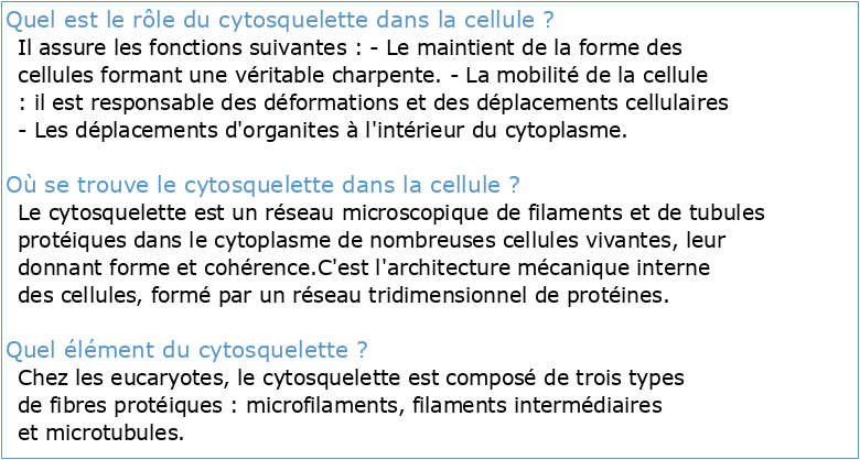 chapitre v : etude des organites cellulaires viii le cytosquelette