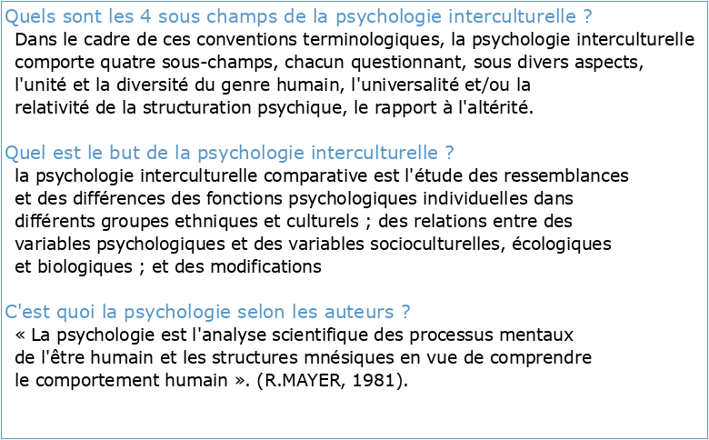 Introduction à la psychologie interculturelle de Laurent Licata et