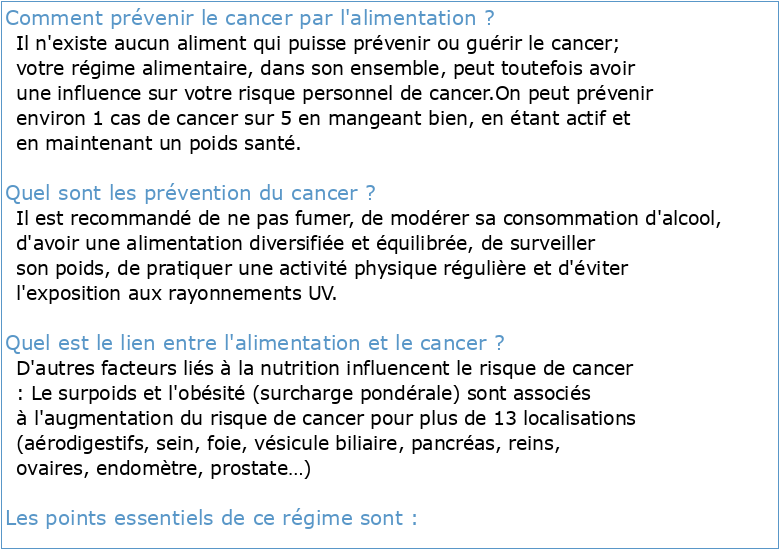 Nutrition et prévention des cancers