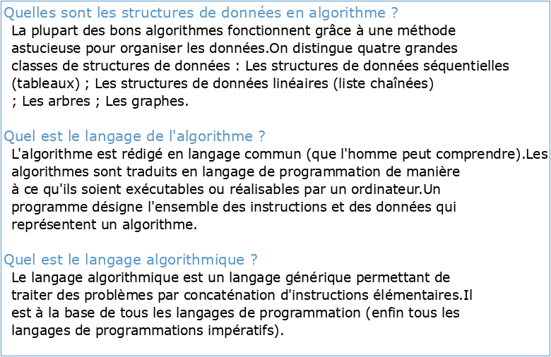 algorithmique et structures de donnees programmation en langage