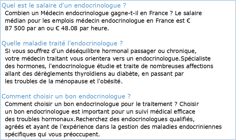 Recommandations de la Société française d'endocrinologie pour la