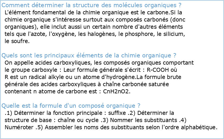 Chapitre 6 : Structure des composés organiques