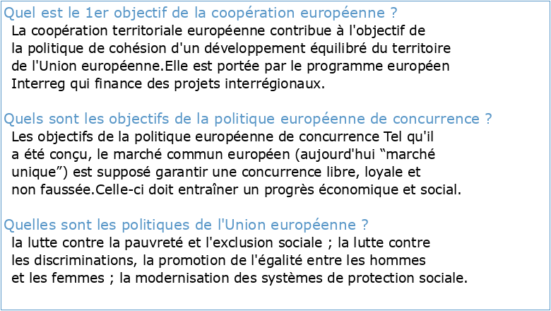 LA POLITIQUE EUROPÉENNE DE COOPÉRATION AU