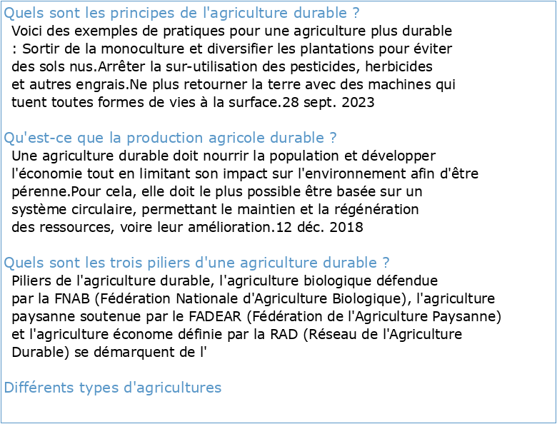 L'Agriculture Durable