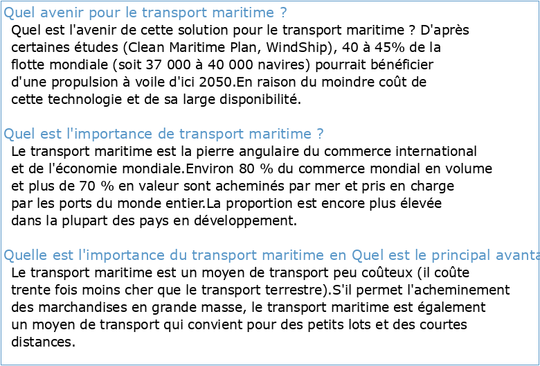 Dossier n°6 Le transport maritime un avenir pour l'Europe