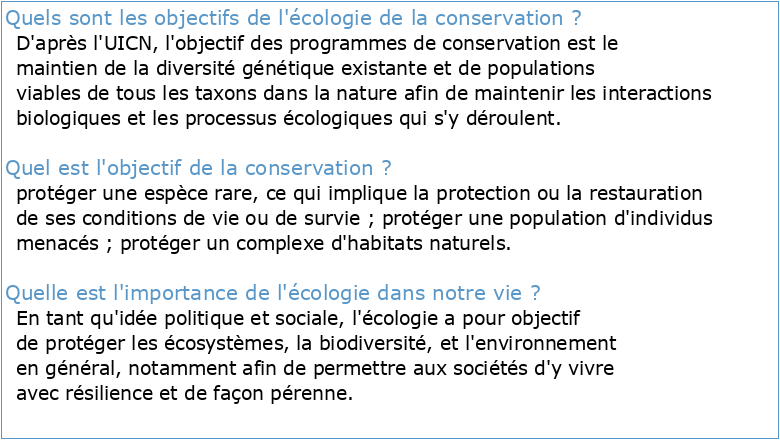Introduction à l'écologie de la conservation