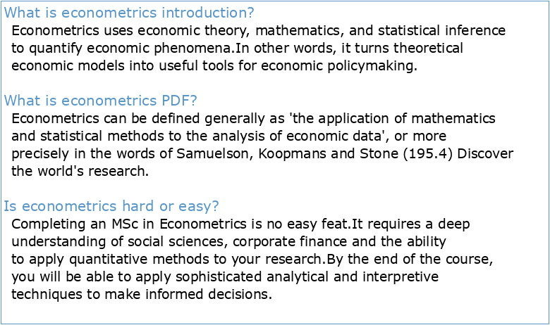 CHAPTER ONE: INTRODUCTION 11 What is econometrics