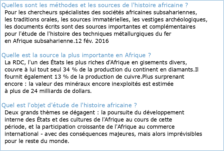 MÉTHODES : SOURCES DE L'HISTOIRE DE L'AFRIQUE