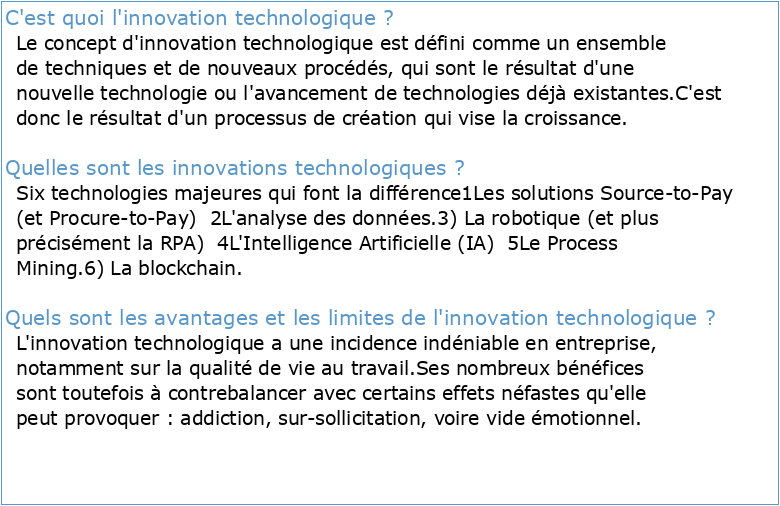 L'innovation technologique pdf
