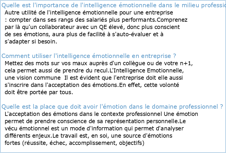L'intelligence émotionnelle en contexte professionnel