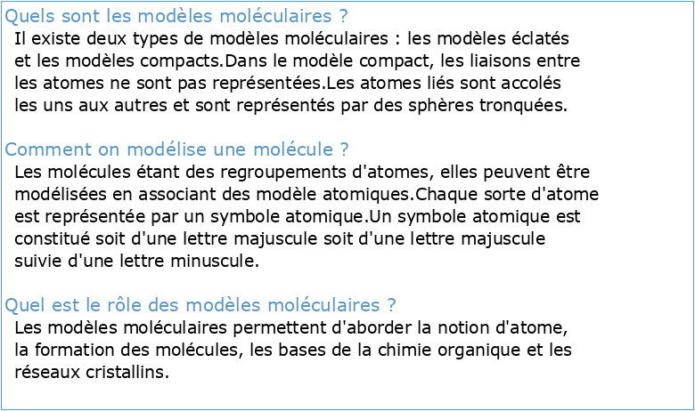 Modèle moléculaire ou Maquette de molécule