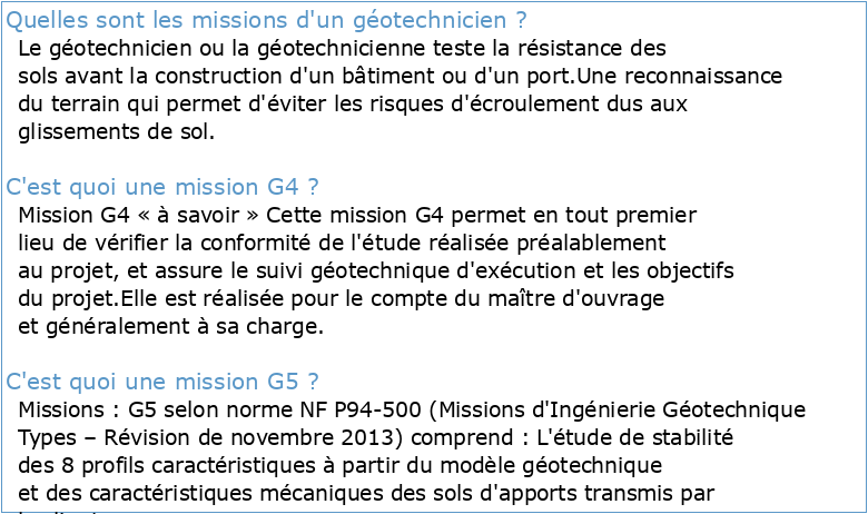 3 missions types d'ingenierie geotechnique (norme nf p94-500)