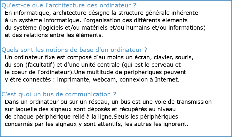 Notions d'Architecture des Ordinateurs (AO)