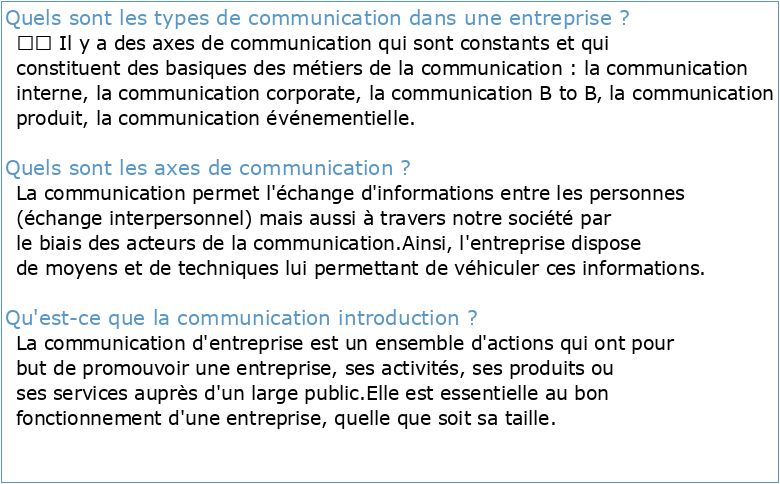 Introduction Axe 1: Les types de la communication de l'entreprise 1