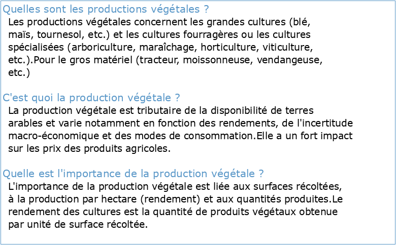 Sujet Productions Végétales ( PDF